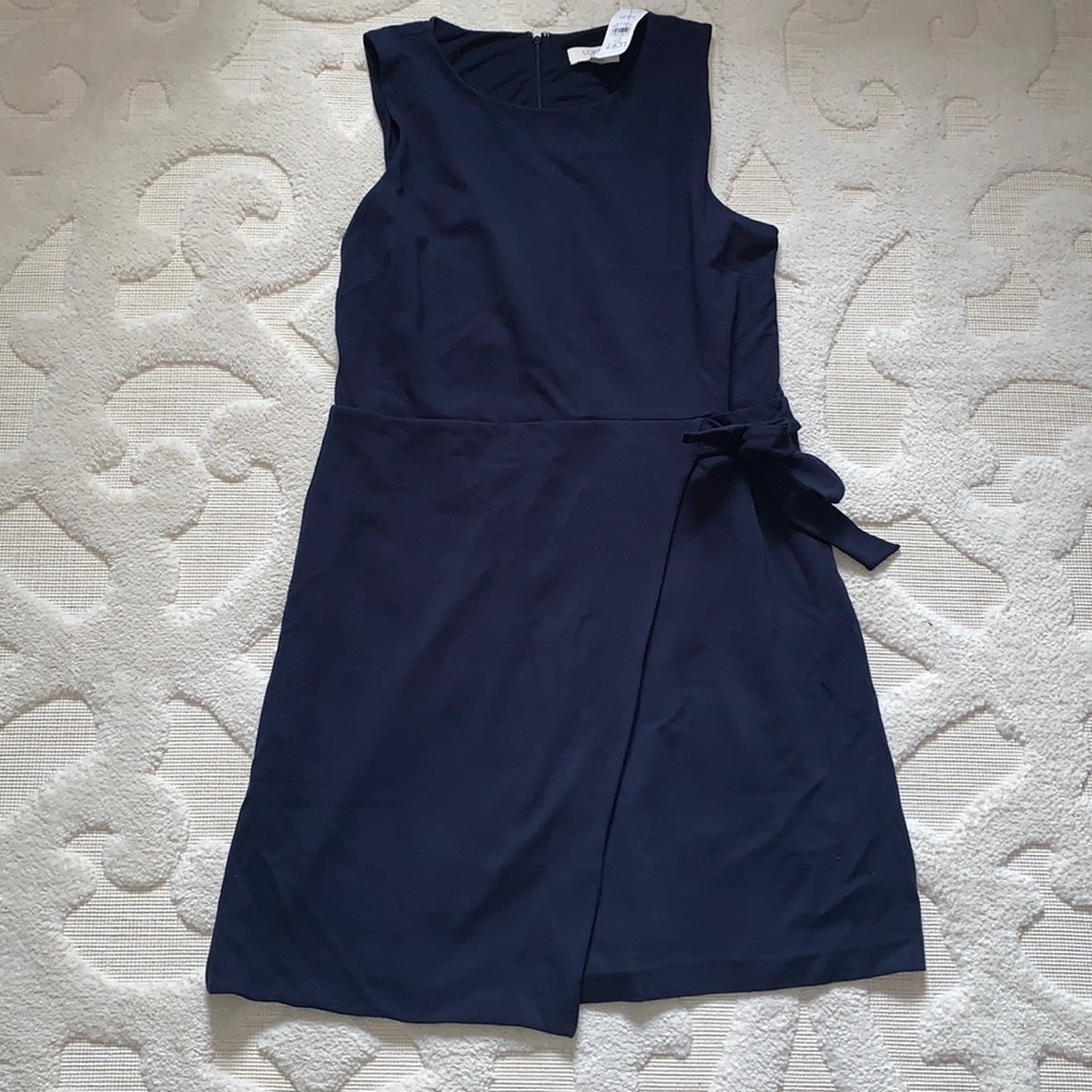 Navy Blue LOFT Front Tie Faux Wrap dress